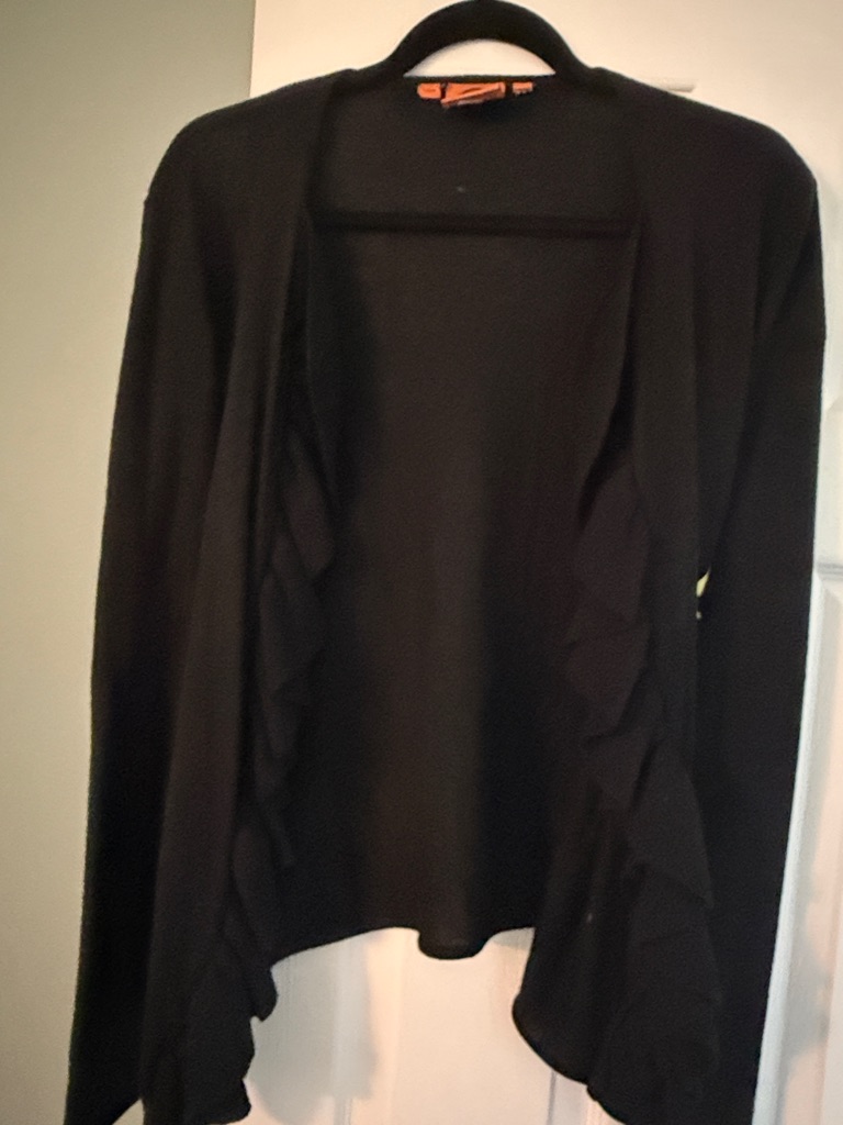 Tory Burch Black Ruffle-Trim Open-Front Cardigan